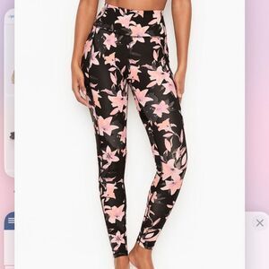 Victoria’s Secret Floral Black and Pink Pocket Leggings
